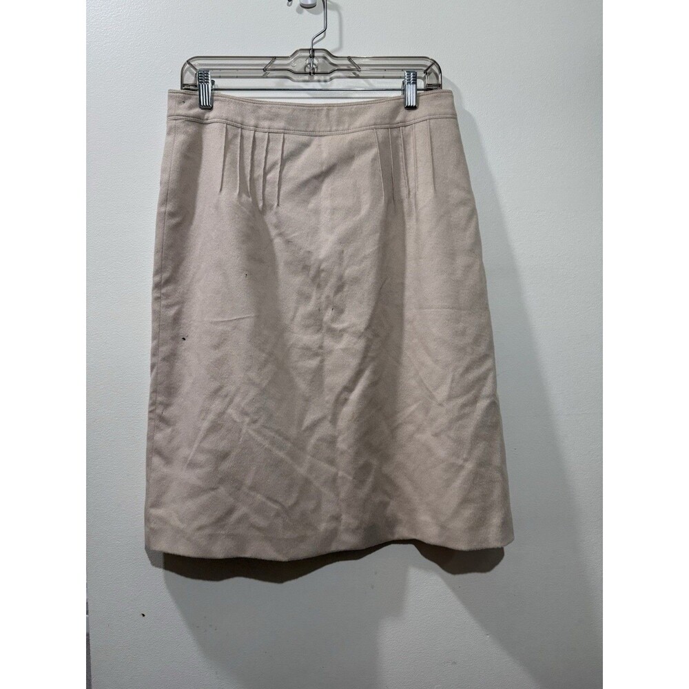 BURBERRY Beige Wool Cashmere Knee Length Skirt Size 42 Made In Italy